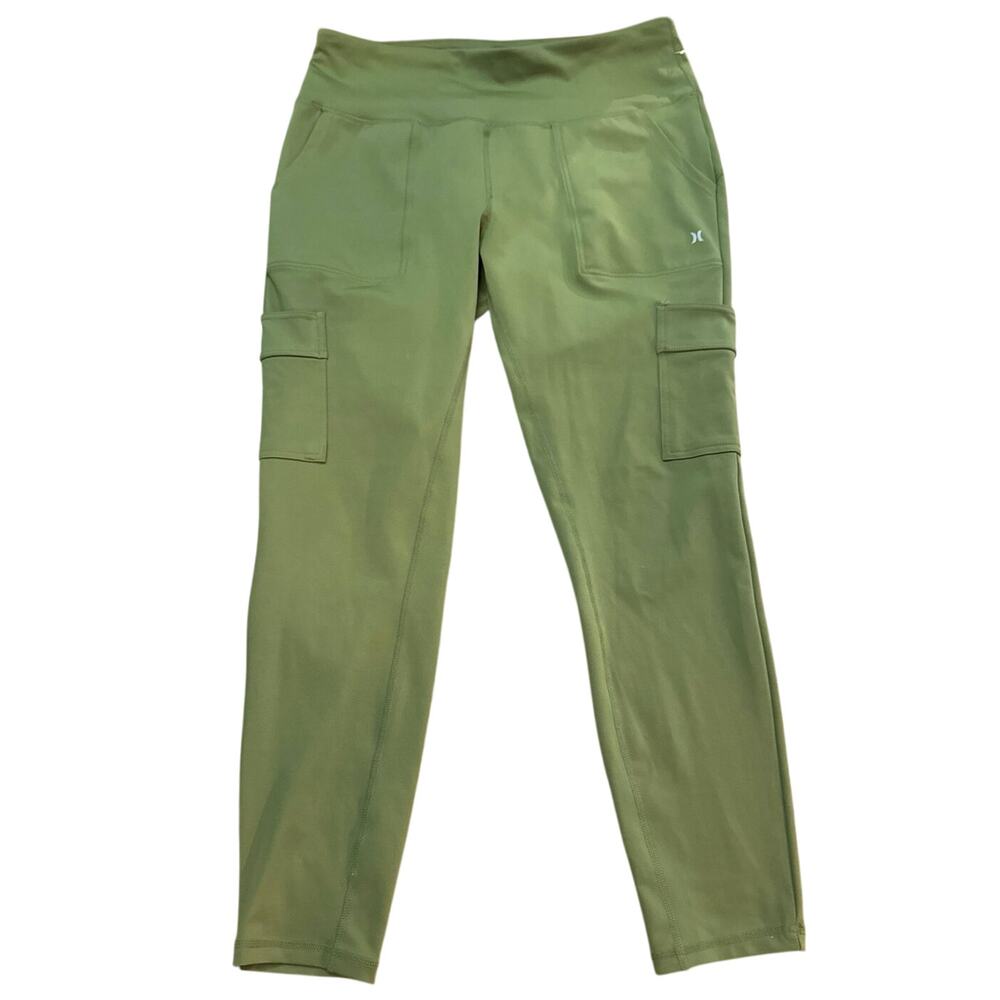 Hurley Ladies Cargo Pocket Tight Leggings Size Lrg Olive Green High Waisted